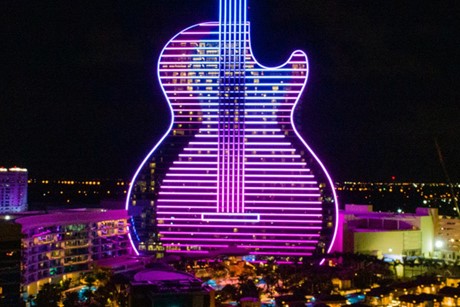Hard Rock Hotel & Casino in Hollywood, FL’s unique guitar shaped hotel