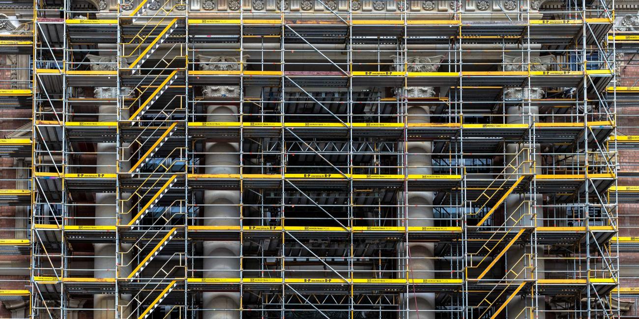 Scaffolding on large building